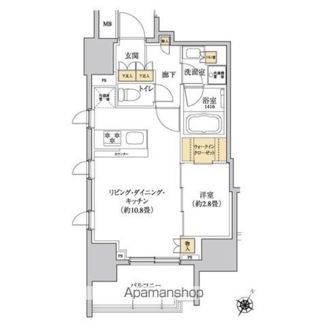 グレーシアフィット三軒茶屋[1LDK/37.25m2]の間取図