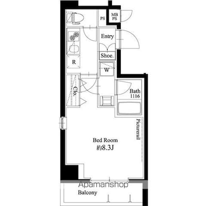 ＬＥＸＥ東京Ｎｏｒｔｈ[1K/26.27m2]の間取図