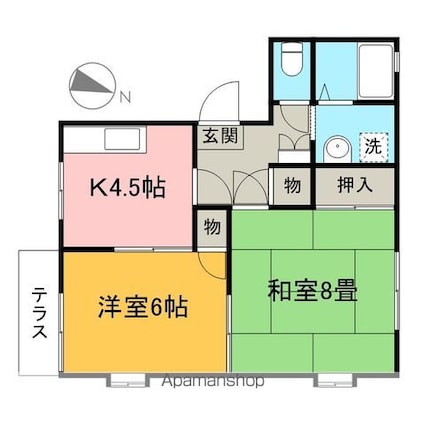 第３浅野ハイツ[2K/42.49m2]の間取図