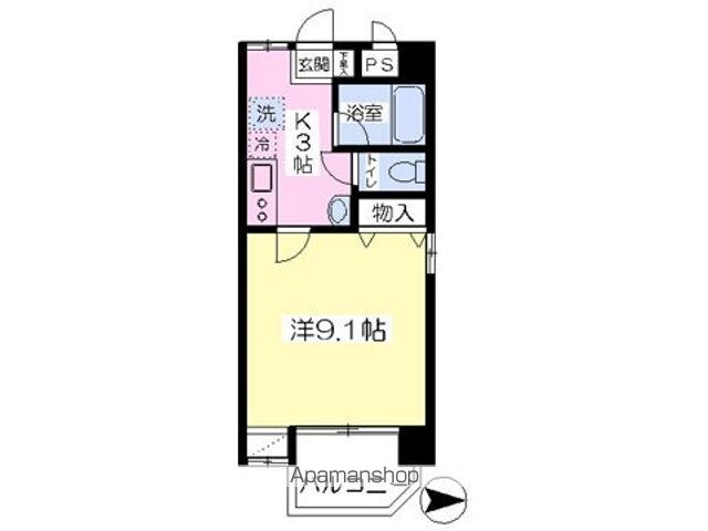 アストレア天山[1K/27.36m2]の間取図
