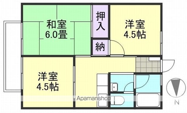 岡山県倉敷市新田[3K/39.74m2]の間取図