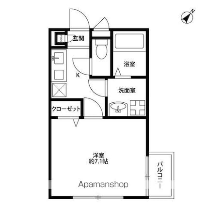 アムール　グリーン[1K/23.18m2]の間取図