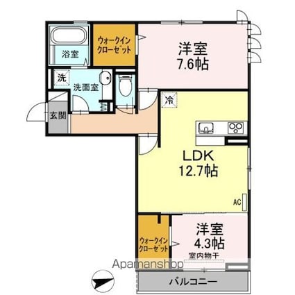広島県福山市新涯町６丁目[2LDK/62.92m2]の間取図