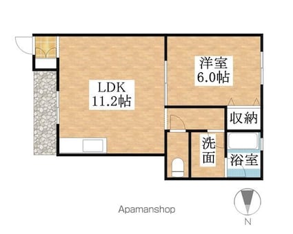 愛知県一宮市時之島字妙光寺[1LDK/39.75m2]の間取図
