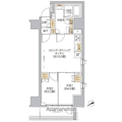 リビオメゾン新宿ｗｅｓｔ[2LDK/41.66m2]の間取図