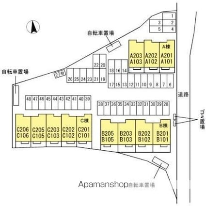 グランツ上薬王寺[2LDK/59.57m2]の配置図