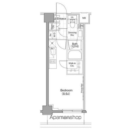 ザ・パークハビオ新宿[1R/25.12m2]の間取図