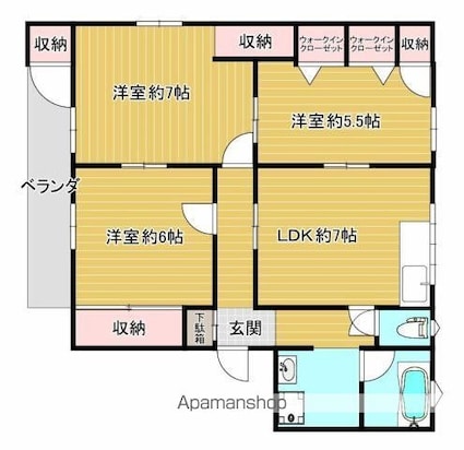 ヴァンベール大塚[3DK/45m2]の間取図