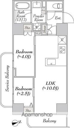 ルミーク浅草[2LDK/40.46m2]の間取図