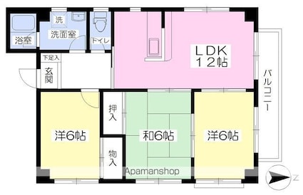 グリーンヒル[3LDK/64m2]の間取図