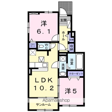 愛媛県新居浜市八幡１丁目[2LDK/54.19m2]の間取図