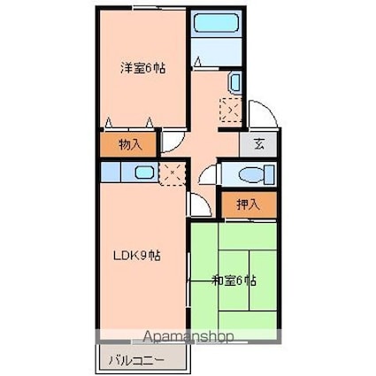 セジュールリベルテＡ[2LDK/50.38m2]の間取図