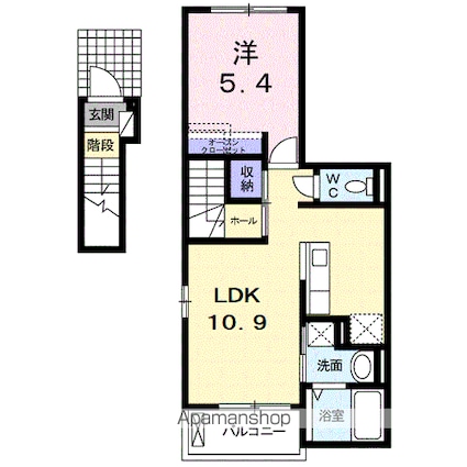 シエル[1LDK/41.29m2]の間取図