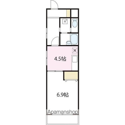 サンライフ北寺尾[1DK/29.44m2]の間取図