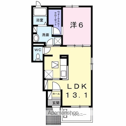 東京都八王子市大楽寺町[1LDK/45.09m2]の間取図