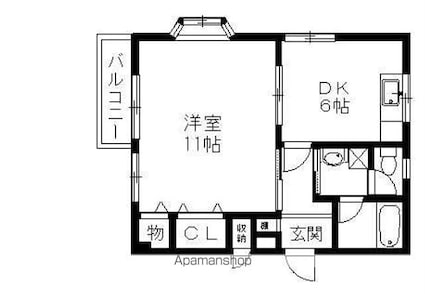 山田ハイツ[1DK/40m2]の間取図