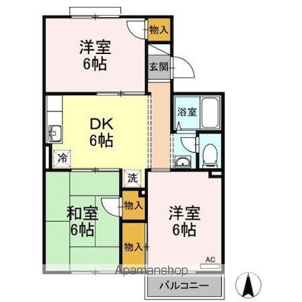 コーポメールブルー[3DK/55.52m2]の間取図