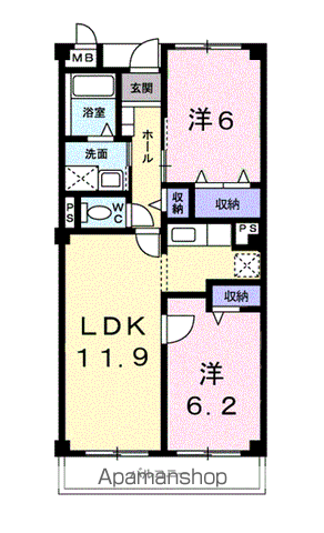 【岐阜市北鶉のマンションの間取り】