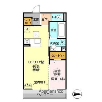 プラムマハール[1LDK/37.54m2]の間取図