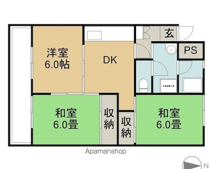 長野県長野市箱清水２丁目[3DK/58.13m2]の間取図