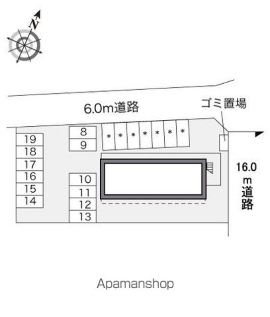 レオパレスルミエール野上[1K/20.28m2]の配置図