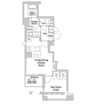 コンフォリア日本橋人形町ノース[1LDK/40.01m2]の間取図