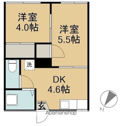 片岡コーポ[2K/27.7m2]の間取図