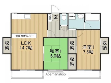 ハイツアララギ[2LDK/67.07m2]の間取図