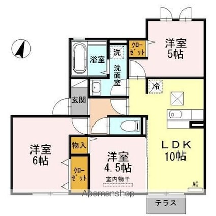 ボヌール千田　Ａ棟[3LDK/59.47m2]の間取図