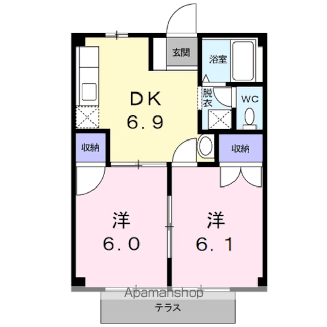 コーポサンヒルＡ[2DK/40.04m2]の間取図