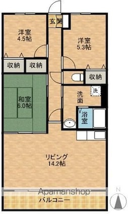 静岡県浜松市中央区領家２丁目[3LDK/58.32m2]の間取図