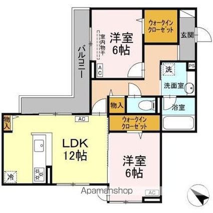 ＶＩＡーＧＲＡＮＤＥ[2LDK/64.52m2]の間取図