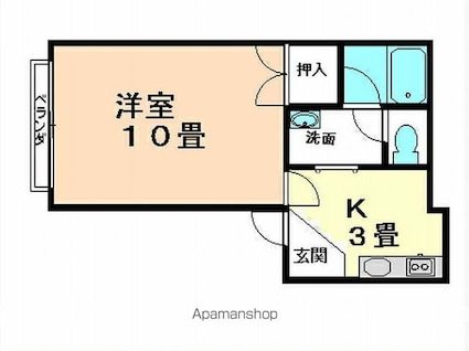 カーサ高谷[1K/29.81m2]の間取図