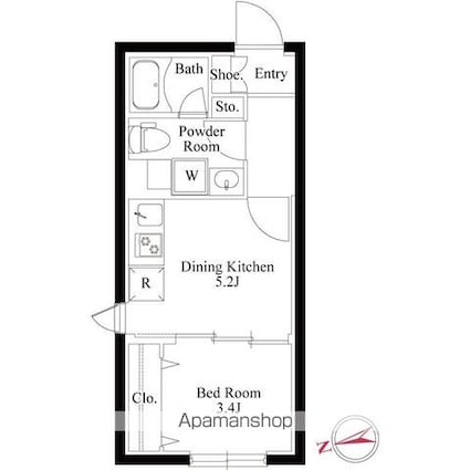 コンポジット野方[1DK/25.07m2]の間取図
