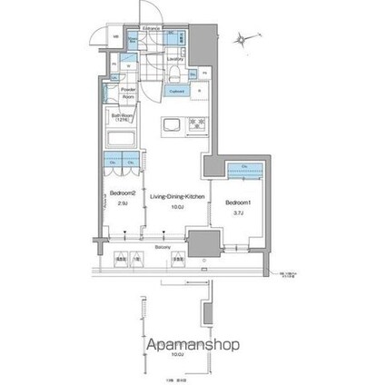 ルフォンプログレ本郷三丁目[2LDK/42.34m2]の間取図
