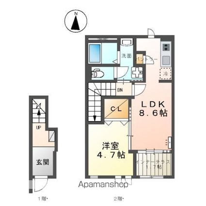 シルキー[1LDK/42.34m2]の間取図