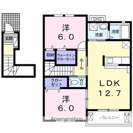 カーサ・アルバＡ[2LDK/60.77m2]の間取図