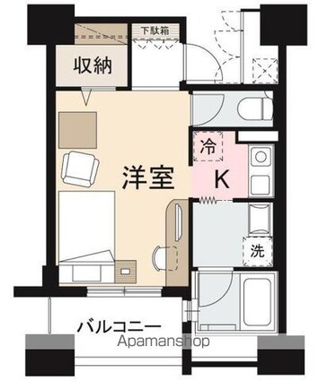 ヴィラフリーデ瓦町[1K/29.8m2]の間取図