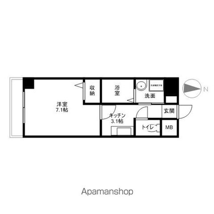 リベルテ北山[1K/24m2]の間取図