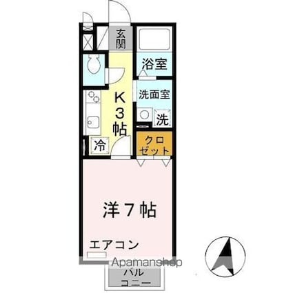 グランシャリオ[1K/26.27m2]の間取図