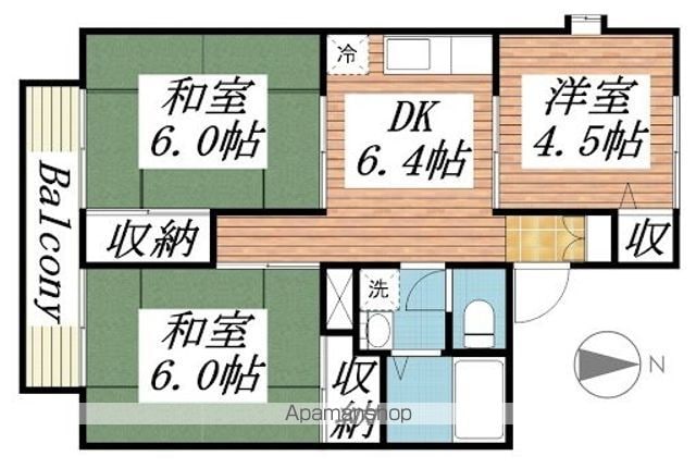 和歌山県和歌山市園部[3DK/48.18m2]の間取図