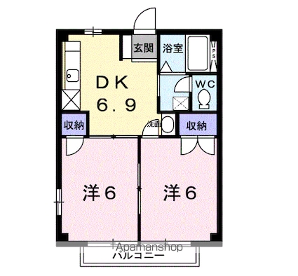 シティハイツ君塚２[2DK/40.04m2]の間取図