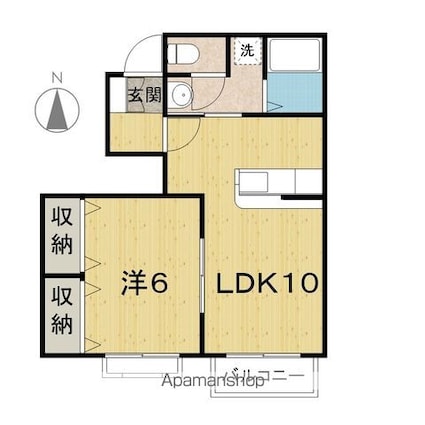 ソレアード・シュテレ[1LDK/40.16m2]の間取図