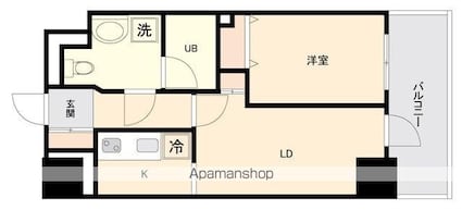 東京都渋谷区幡ヶ谷２丁目[1DK/33.96m2]の間取図