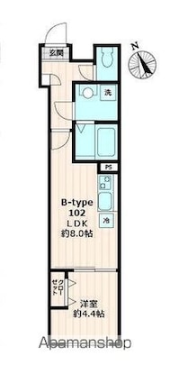 アイリス立川[1LDK/32.75m2]の間取図