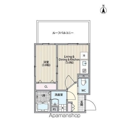 Ｓｕｎｆｌｏｗｅｒ　Ｇａｒｄｅｎ[1DK/26.48m2]の間取図