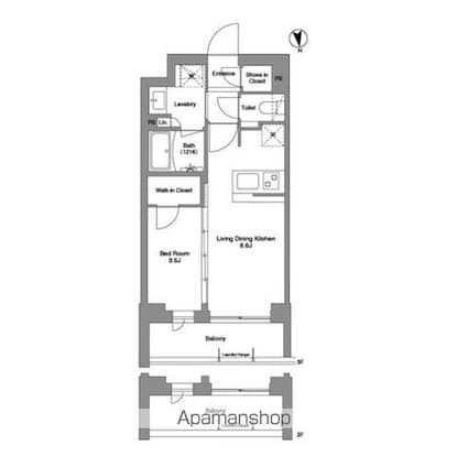 コンフォリア戸越公園[1LDK/32.34m2]の間取図