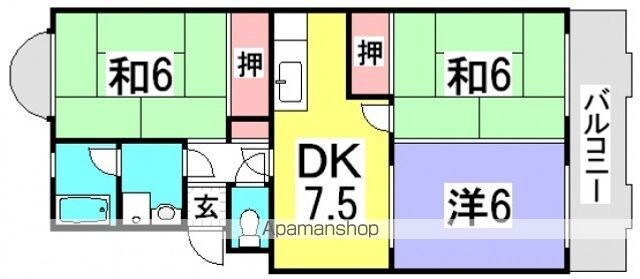 広島県広島市西区井口２丁目[3DK/59.76m2]の間取図