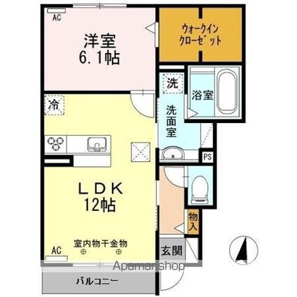サンフォレスト領下[1LDK/47.79m2]の間取図