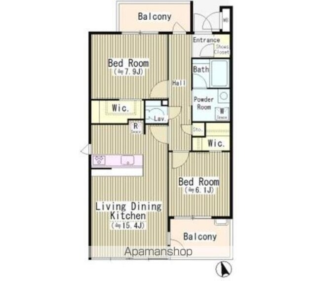 プロスペリテ[2LDK/71.05m2]の間取図